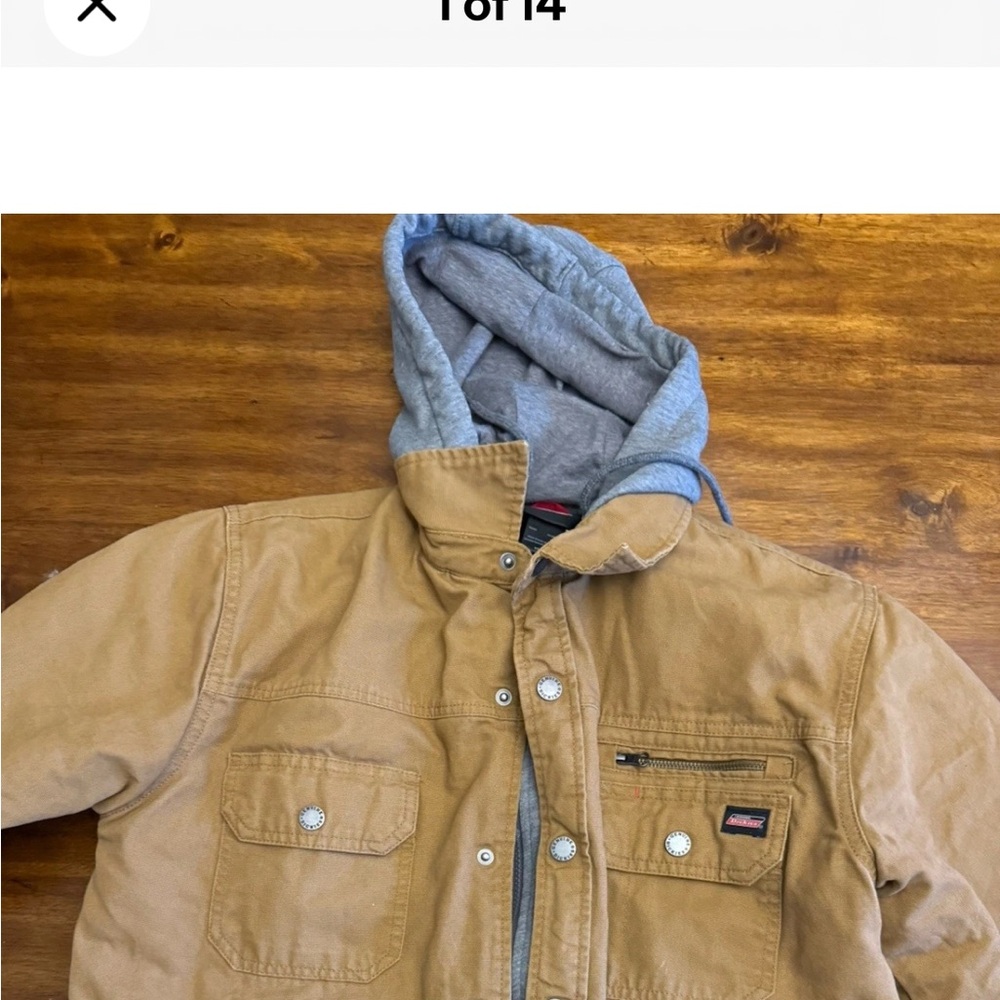 Dickies Brown Canvas Jacket with Gray Hood